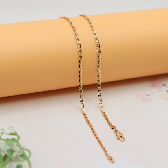 "Shiny Rose Gold Chain Necklace with Bold Polished Oval Links, XPNL0192 - Picture 12 of 12